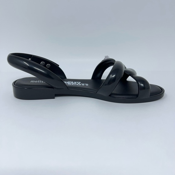 Melissa + Jeremy Scott Womens Tube Slingback Sandals Black Rubber Flat 5-9 New - Picture 5 of 16